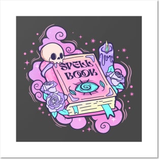 Pink Halloween Spell Book Posters and Art